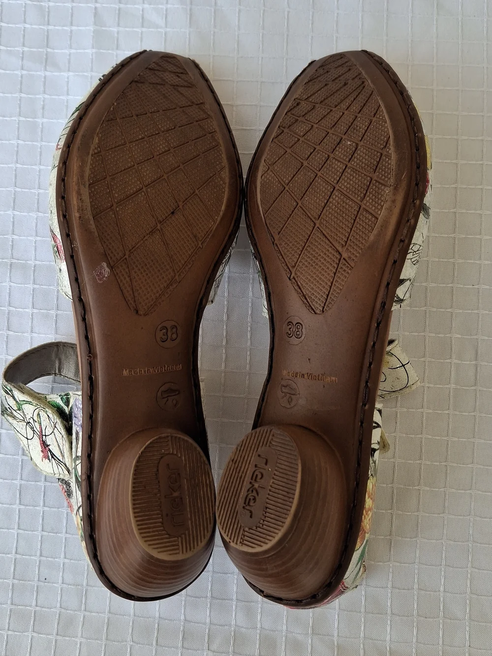 Rieker Women's Mirjam 11 White/Multi Leather Mary Jane - Size 38/8